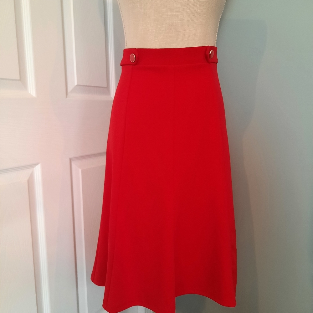 Red NYCC Midi Swing Skirt